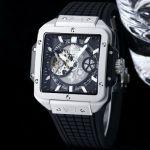 HUBLOT watch rubber strap Square Bang Unico  Stainless Steel Black 42mm Replica Watch